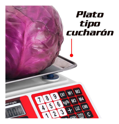 Báscula Digital Vinson Comercial Vins-40 Kg Lcd Rojo