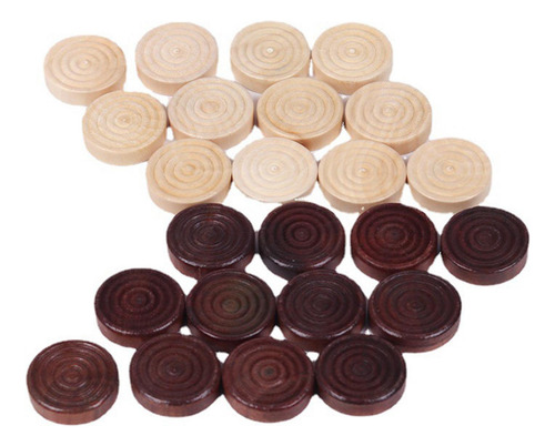 4 X 24 Piezas Redondas De Backgammon Marrón Y Natural Para