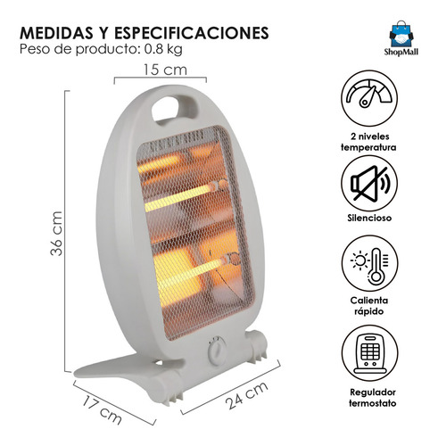 Calefactor Calentador Eléctrico Portátil Calor Instantáneo Color Blanco