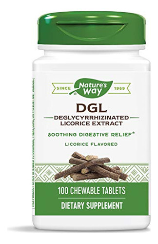 Tabletas Masticables Nature's Way Dgl 3:1 Para Aliviar La Di