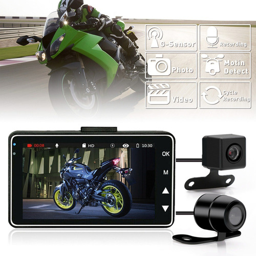 .. Cámara De Grabación De Motocicletas, 1080p Doble Gran