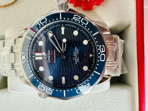Reloj Pulsera Omega Seamaster Acero Plateado Fondo/azul Plata Azul Marino Azul Marino (Usado)