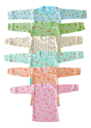 Kit De 6 Playeras Para Bebé Ropa Manga Larga Niño Niña 0-3 A