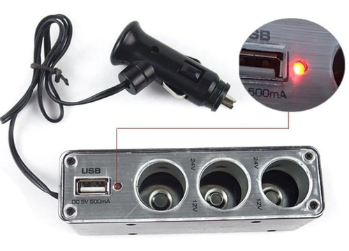 Adaptador Encendedor 12-24v .x3 + Usb Cargador Celular A126