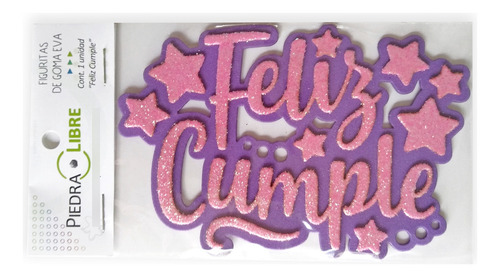 Pack Cartel Feliz Cumple Cursiva X 10 Ud. Goma Eva Glitter