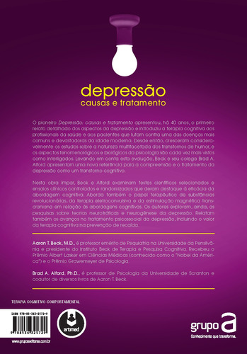 Depressão: Causas e Tratamento, de Beck, Aaron T.. Editorial ARTMED EDITORA LTDA.,University of Pennsylvania Press, capa mole em português, 2011