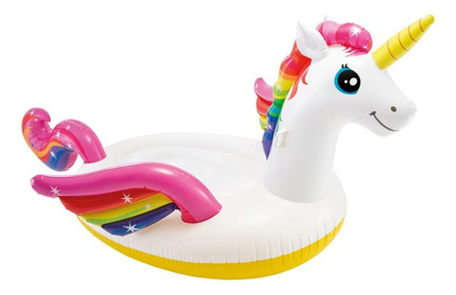 Boya gigante inflable blanca con forma de unicornio