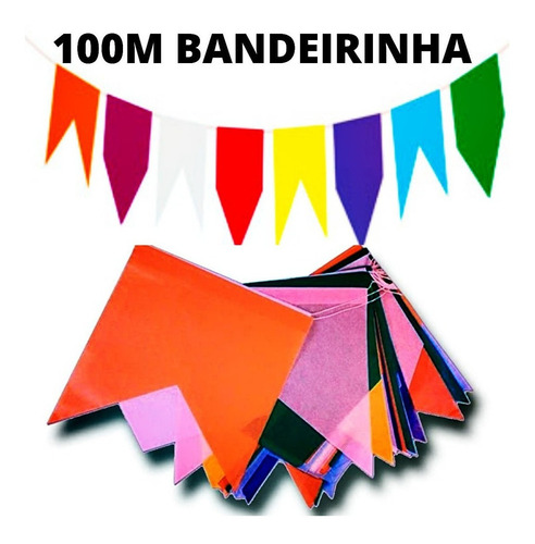 Imagem 1 de 4 de 100 Metros Bandeirinha Plástico Festa Junina Bandeirola Prom