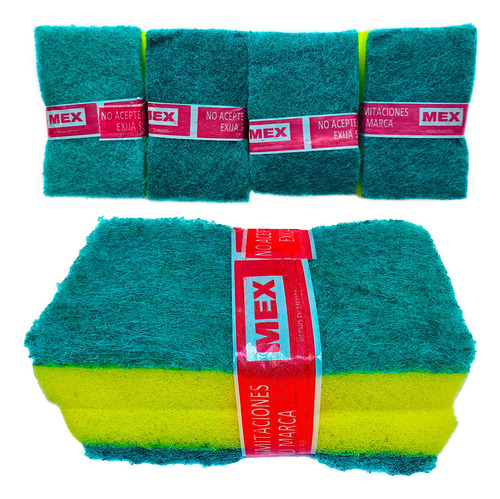 10 Pack Con 2 Fibra Verde Esponja Trastes Limpieza 8x12 Cm