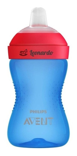 Copo C/ Bico Macio Avent 300ml 9m+ Azul E Vermelho Com Nome