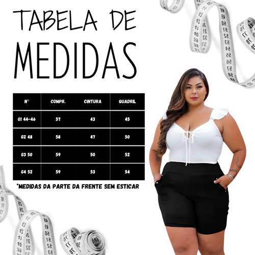 Kit 3 Short Grande Plus Tecido Estica Shortinho Bengaline