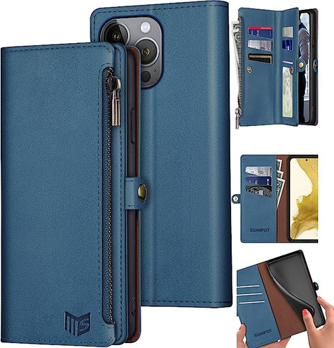 Funda Para iPhone 14 Pro Max + Billetera - Cuero Azul Cielo