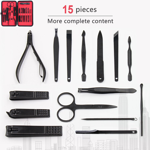 Kit De Manicura Y Pedicura 15 En 1, Juego De Manicura Acero