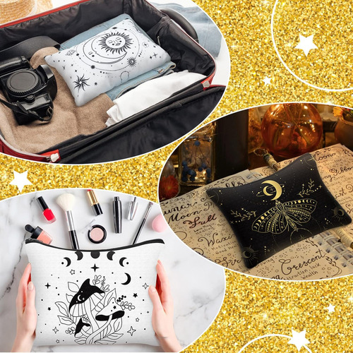 Bolsa Mística Para Tarot Cristales Joyería Y Maquillaje 23cm Color Negro Diseño De La Tela Eclipse