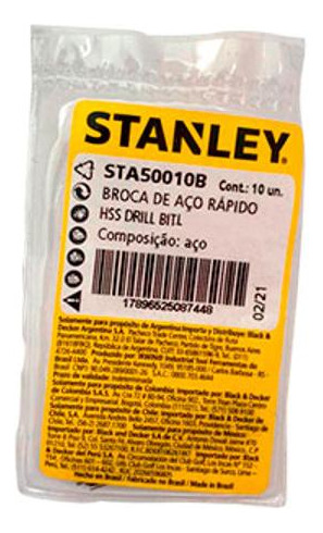 Broca Aco Rapido Stanley. B 5/64 - Kit C/10 Unidades