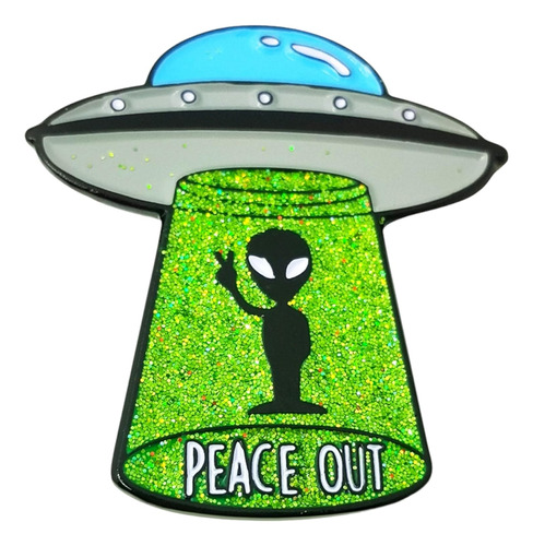 Pin De Solapa De Esmalte Espacial Alien Ufo Purpurina D...