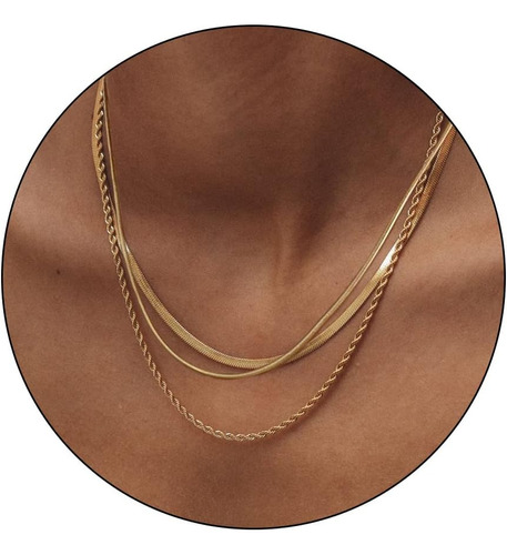 Keniy Collares En Capas De Oro Para Mujer, Collar De Cadena 