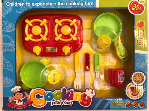 Juego Cocina Infantil Anafe Doble + 8 Utens Juguete Palermo