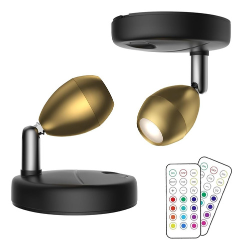 Paquete De 2 Focos Led Inalámbricos Con Control Remoto