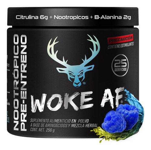 Woke Af Pre Entreno Estimulante + B-alanina | Blue Raz Lmnde