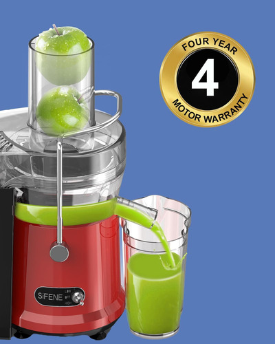 Exprimidor Extractor De Jugos 1000 W Canal 8 Cm Rojo