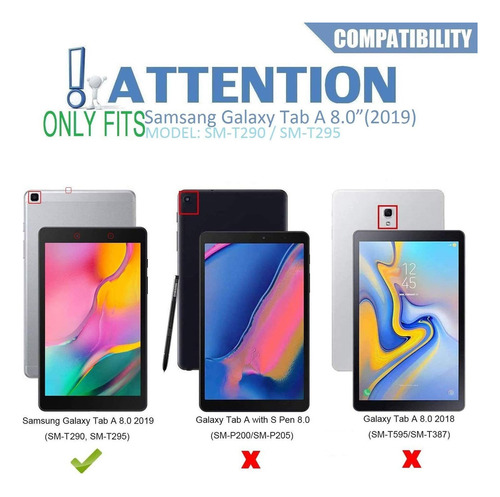 K Capa De Teclado Iluminada Para Galaxy Tab A 8.0 2019 T290