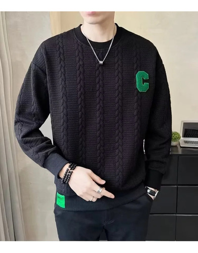 Sudadera Casual De Invierno Con Cuello Redondo Y Forro Polar
