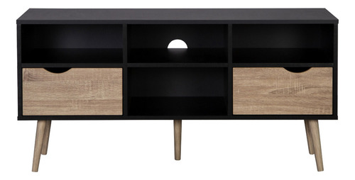 Mueble De Tv Top Living Nórdico Moderno Negro Y Marrón