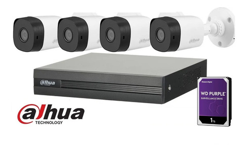 Imagen 1 de 10 de Kit Seguridad Dahua Dvr 4 Camaras Full Hd 1080p Disco 1tb