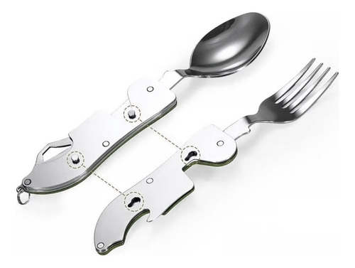 Set Cubiertos Camping Multiuso 6 En 1 Set Camping Portatil