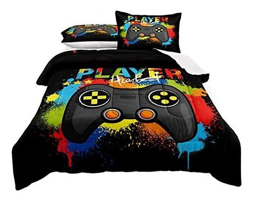 Juego De Edredón Lris Bedding Gamer Para Niños, Tamaño Indiv