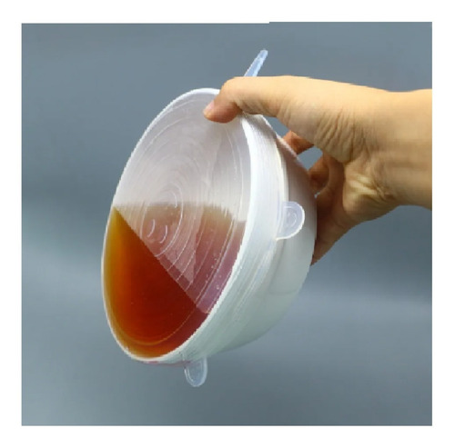 Tapas Silicona Ajustables Reutilizables Set X 6 Transparente