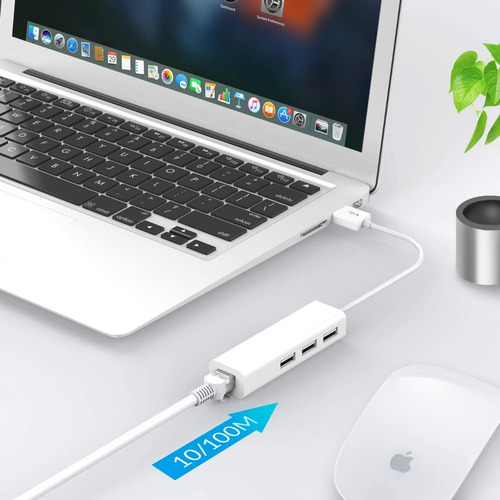 Imagen 4 de 6 de Usb 2.0 Hub Ethernet Rj45 Adaptador De Pc Portátil