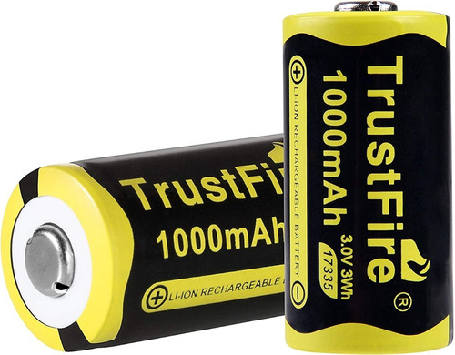 2 Baterías Recargable Trustfire 17335 3v Li-ion Pila Rcr123a