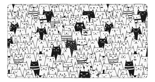 Alfombrilla Mouse Diseño Gato Blanco Negro Dibujo Animado X