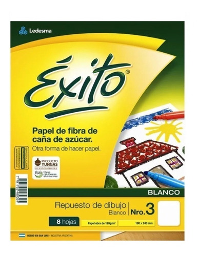 Repuesto Dibujo N3 Exito Blanco 8 Hojas Pack X10 Rayuela