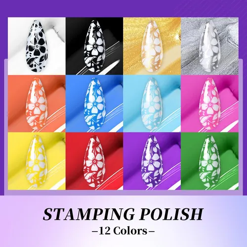 Ur Sugar Esmalte De Uñas Para Estampar ' 0.2 Fl Oz, 12 Color