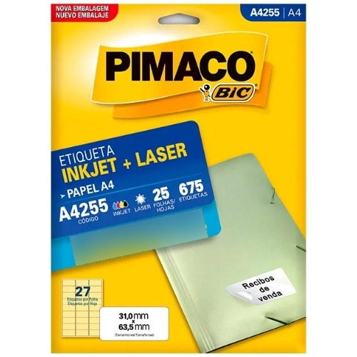 Etiqueta Pimaco Laser+inkjet Branca A4 255