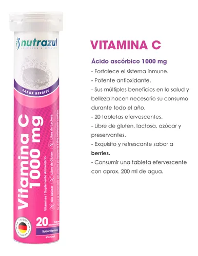 Vitamina C Nutrazul . 20 Tab. Efervescentes C/u - Pack 6u.