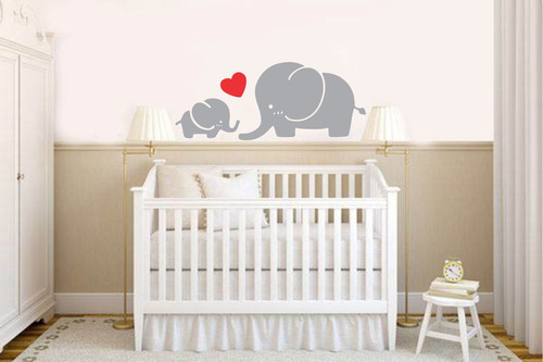 Adesivo De Parede Quarto Infantil Elefantes Coração