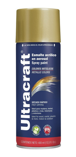 Pintura Oro Metálico En Aerosol De 400 Ml, Secado Rápido