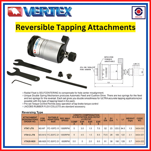 Cabezal Roscador Vertex Vta12-jt6 3 A 12 Mm