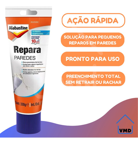 Repara Paredes Alabastine Furo Rachadura Trinca Branco 330g