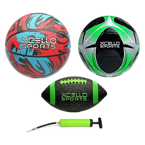 Xcello Sports Multi-sport 3-ball Set - Jr. Fútbol, Baloncest