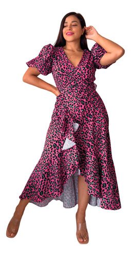 Vestido Alondra Envolvente Leopardo Fiesta Arma Tu Look