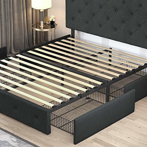 Marco De Cama Queen Con 4 Cajones De Almacenamiento