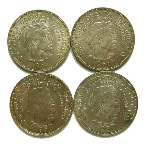 Oferta 4 Monedas 1961 Gaucho De Plata Muy Bien Vea Las Fotos