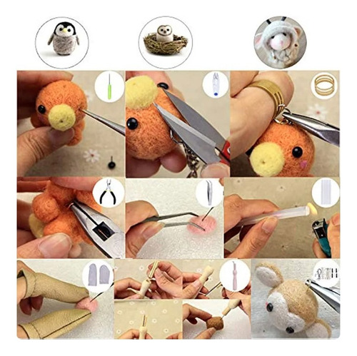 Set De Fieltro Needle Felting Accesorios Y 50 Fieltros