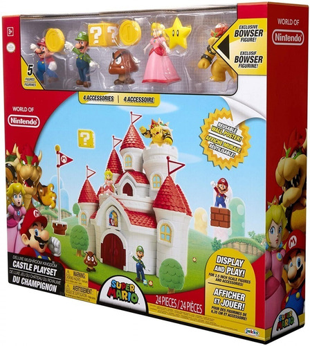 Playset Castillo Deluxe Reino Champiñon Figuras Super Mario