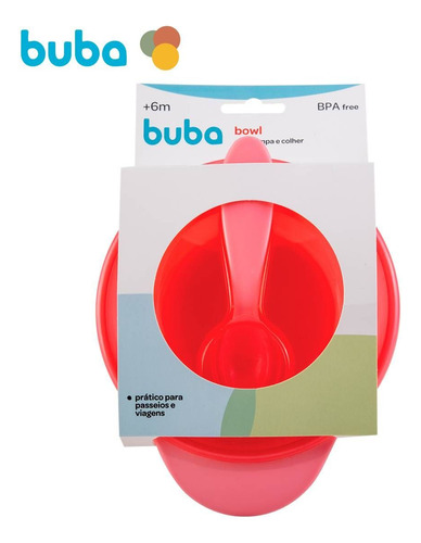 Kit Refeição Pote Bowl Com Colher E Tampa Buba Para Passeio